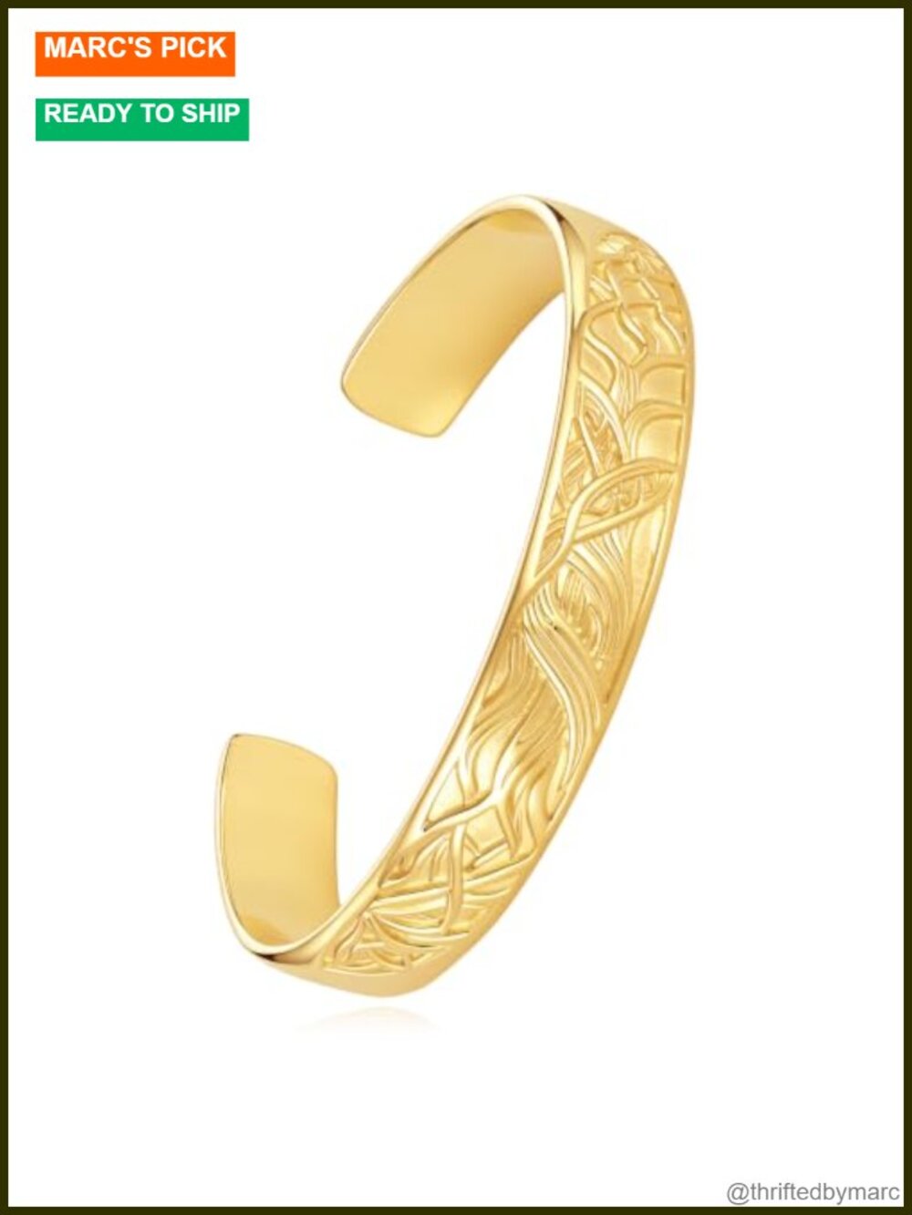 14K Gold Plated Bangle Bracelet Adjustable Cuff for Women Men